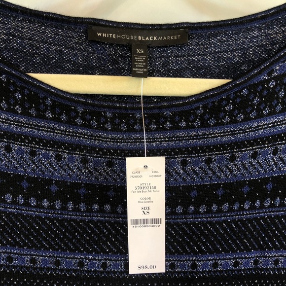 NWT Blue Stripe White House Black Market Dress - Picture 2 of 4